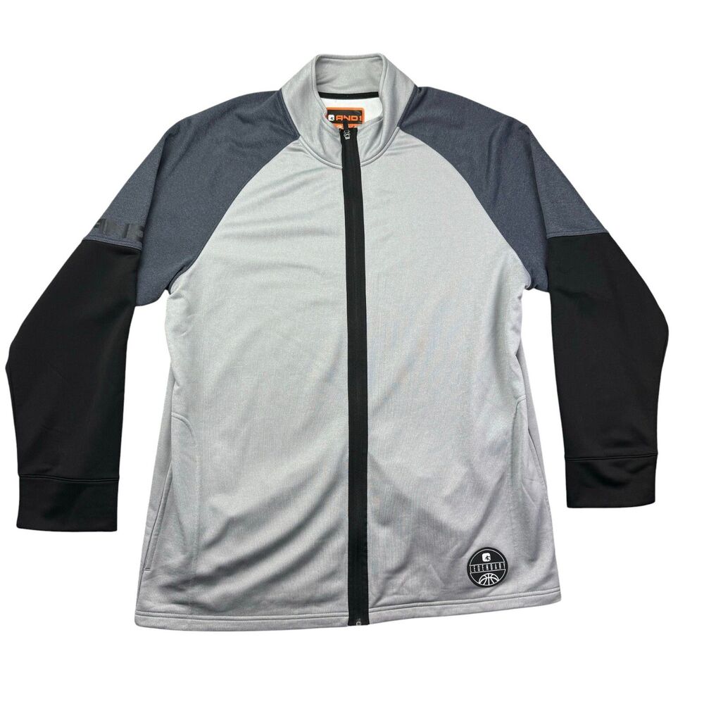 AND 1 Jacket Mens Extra Extra Large Gray Long Sleeve Basketball Pockets Full Zip